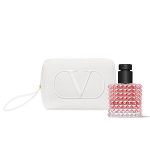 Valentino White Embossed V Wristlet Pouch